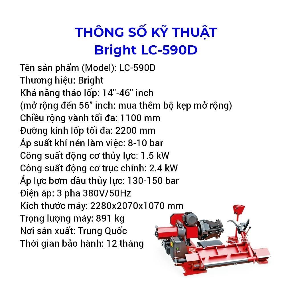 máy ra vào lốp xe tải kiểu nằm bright lc-590d